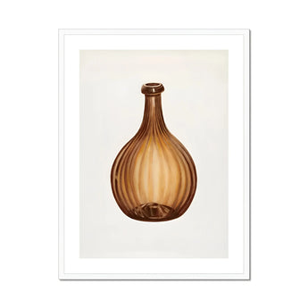 Amber Bottle - Anna Aloisi 1930s Glassware Art Print, Brown Ribbed Glass Bottle Narrow Neck Round Bulbous