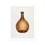 Amber Bottle - Anna Aloisi 1930s Glassware Art Print, Brown Ribbed Glass Bottle Rounded Body Narrow Neck