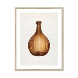 Amber Bottle - Anna Aloisi 1930s Glassware Art Print, Brown Ribbed Glass Bottle Rounded Body Narrow Neck