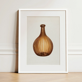 Amber Bottle - Anna Aloisi 1930s Glassware Art Print / Canvas, 12x16’’ / 31x41cm / White Frame / Matboard, Posters Prints & Visual Artwork,