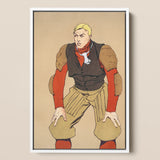 American Football Player - Edward Penfield Art Print / Canvas, 12x18’’ / 31x46cm / White Frame, Posters Prints & Visual Artwork, Toby Leon