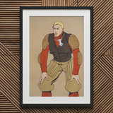 American Football Player - Edward Penfield Art Print / Canvas, 20x30’’ / 51x76cm / Black Frame / Matboard, Posters Prints & Visual Artwork,
