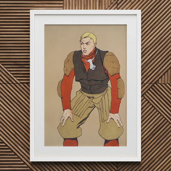 American Football Player - Edward Penfield Art Print / Canvas, 20x30’’ / 51x76cm / White Frame / Matboard, Posters Prints & Visual Artwork,