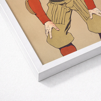 Framed Art Print Stylized Illustration Person Red Sleeves American Football Player, Edward Penfield’s, Olive-khaki Padded Trousers, Remade
