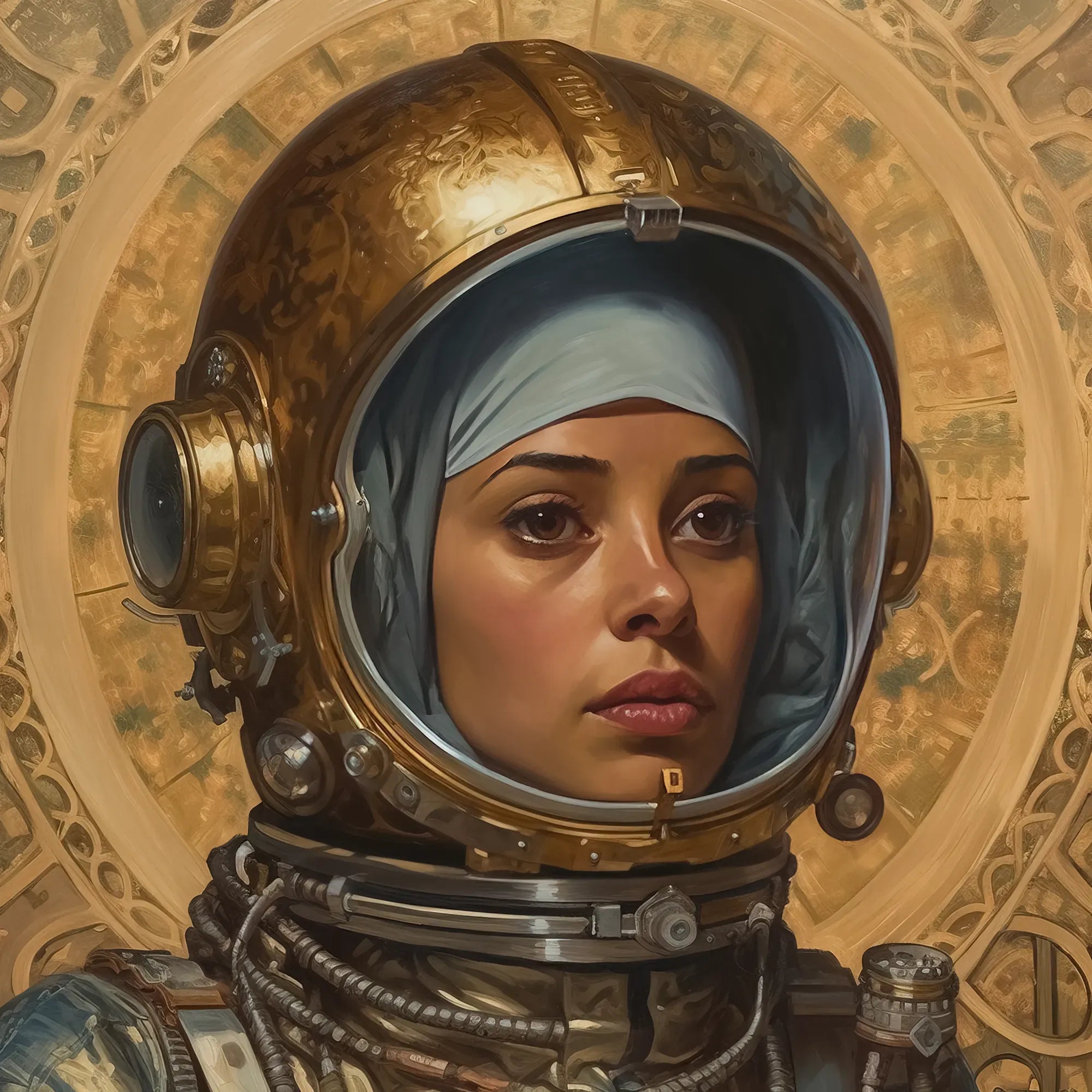 Amira - Lesbian Muslim Astronaut Aesthetic Art Print - Posters Prints & Visual Artwork - Aesthetic Art