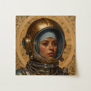 Amira - Lesbian Muslim Astronaut Art Print / Canvas, 12x12’’ / 31x31cm / Unframed / no Border, Posters Prints & Visual Artwork, Toby Leon