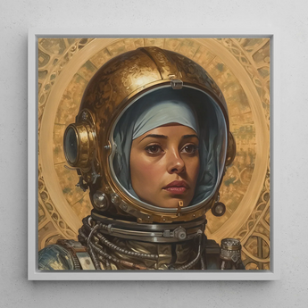 Amira - Lesbian Muslim Astronaut Art Print / Canvas, Lesbian Muslim Astronaut, Muslim Astronaut Aesthetic, Gayest Astronaut