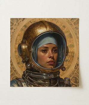 Detailed Painting Woman Ornate Gold Astronaut Helmet Intricate Lesbian Muslim, Aesthetic, Gayest