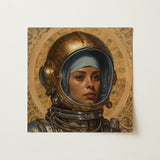 Amira - Lesbian Muslim Astronaut Art Print / Canvas Detailed Painting Woman Ornate Gold Astronaut Helmet Intricate Lesbian Muslim