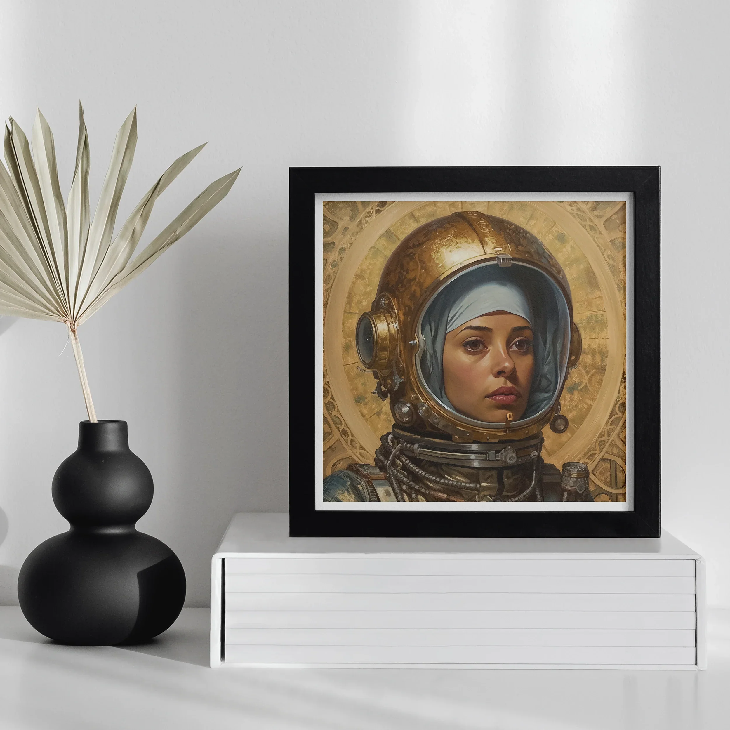 Amira - Lesbian Muslim Astronaut Art Print 16’’x16’’ Posters Prints & Visual Artwork