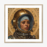 Amira - Lesbian Muslim Astronaut Art Print, Framed Portrait Woman Vintage Astronaut Helmet