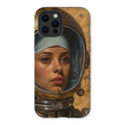 Amira - Muslim Lesbian Astronaut Iphone Case, 12 Pro Max / Matte, Phone Case Artwork Woman Spacesuit Helmet