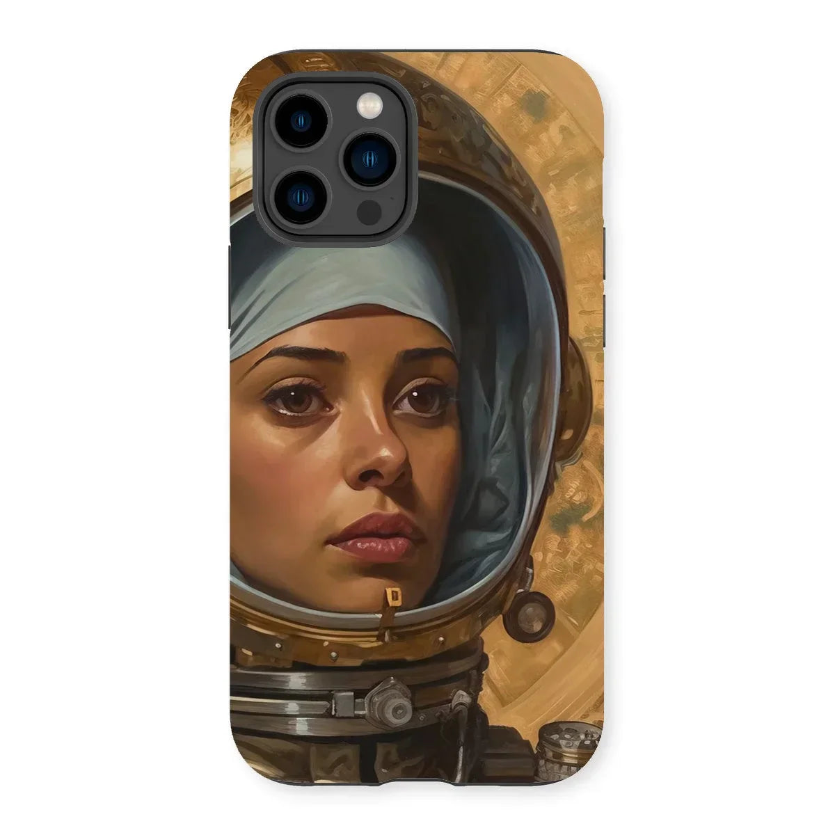 Amira - Muslim Lesbian Astronaut Iphone Case, 14 Pro / Matte, Phone Case Artwork Woman Space Helmet