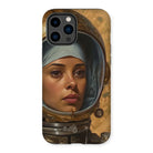 Amira - Muslim Lesbian Astronaut Iphone Case, 14 Pro Max / Matte, Phone Case Artwork Woman Spacesuit Helmet