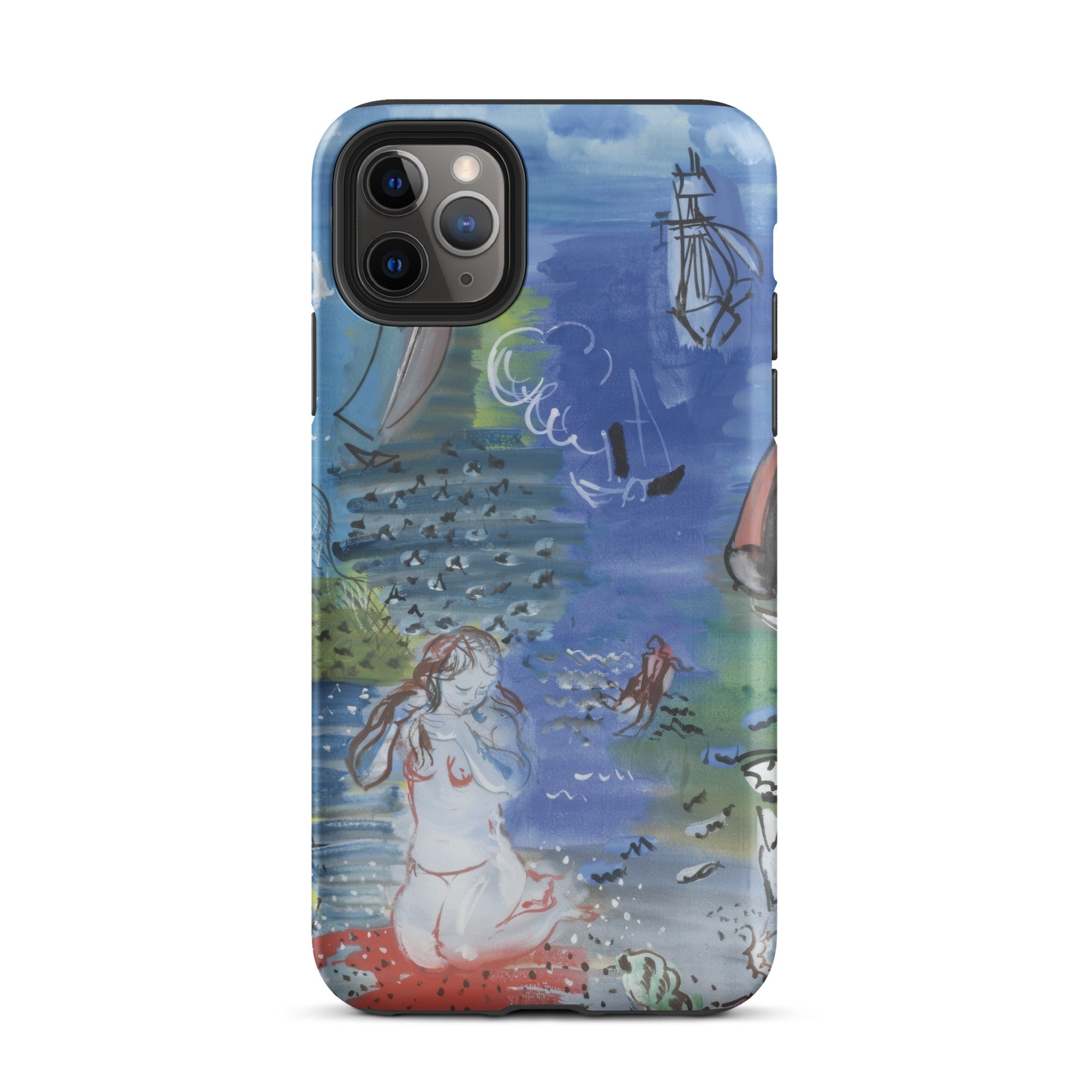 Amphitrite Raoul Dufy Iphone Case, 11 Pro Max / Matte, Phone Case Colorful Hand Drawn Nautical Scene Boats Figure