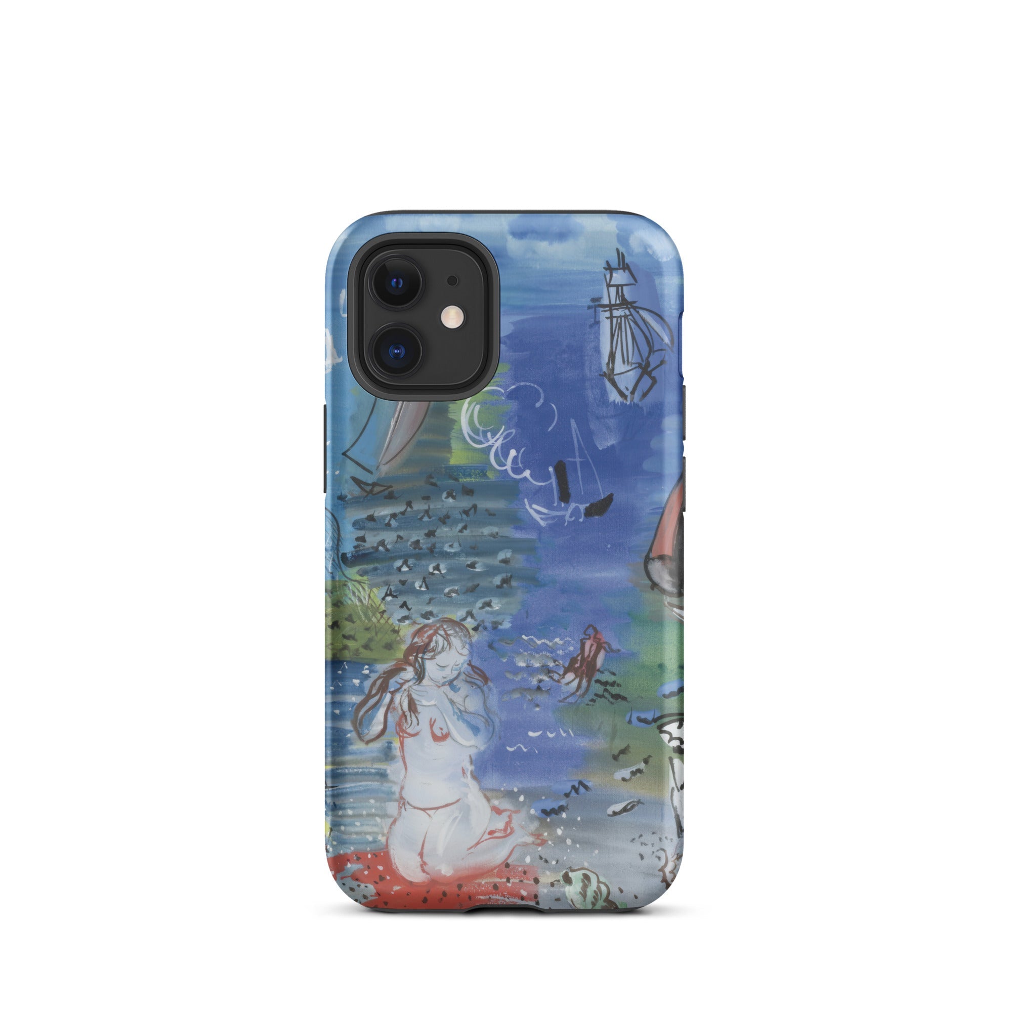 Amphitrite Raoul Dufy Iphone Case, 12 Mini / Matte, Blue Green Illustrated Iphone 11 Case Mermaid Boats