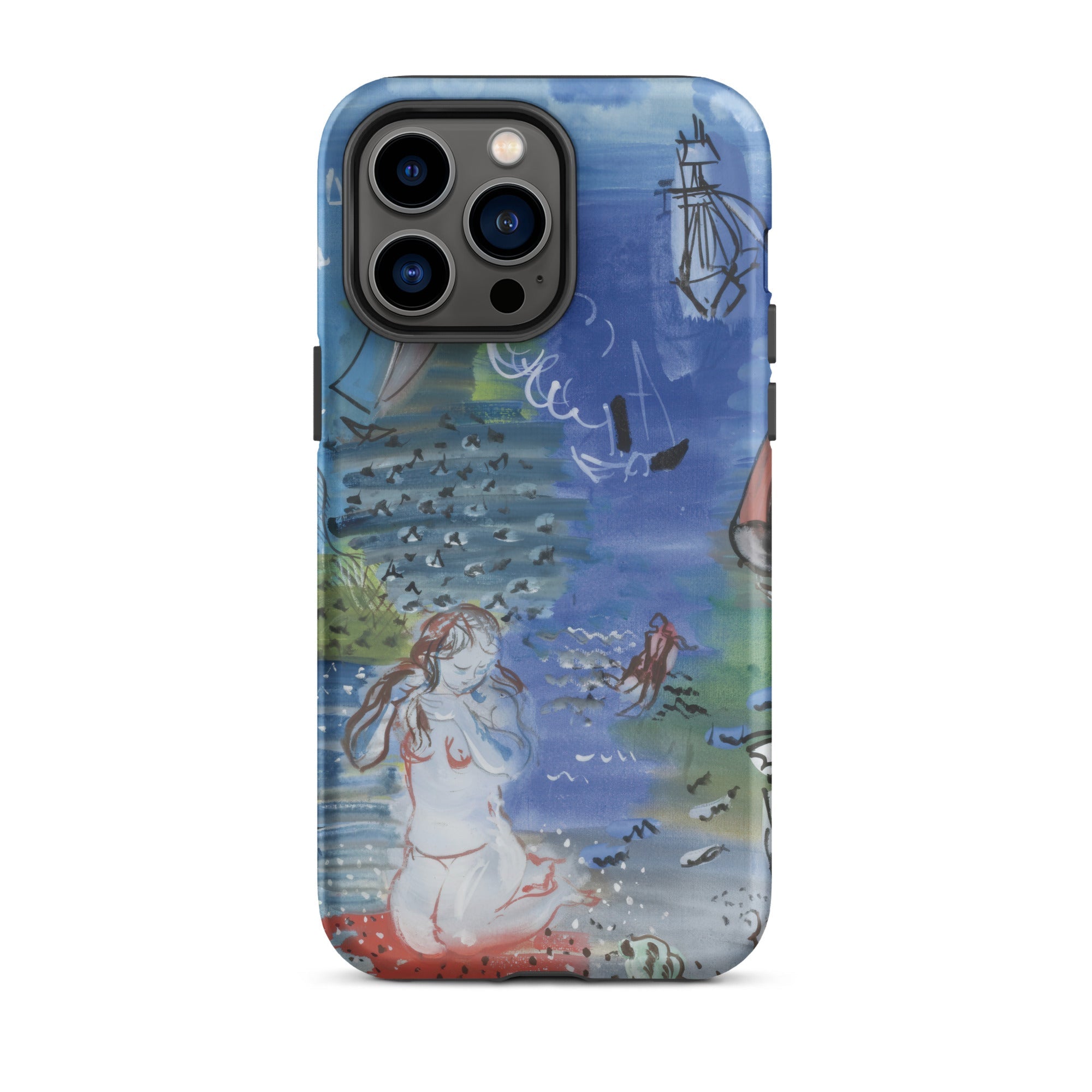Amphitrite Raoul Dufy Iphone Case, 14 Pro Max / Matte, Iphone Case Whimsical Hand Painted Nautical Scene Mermaid