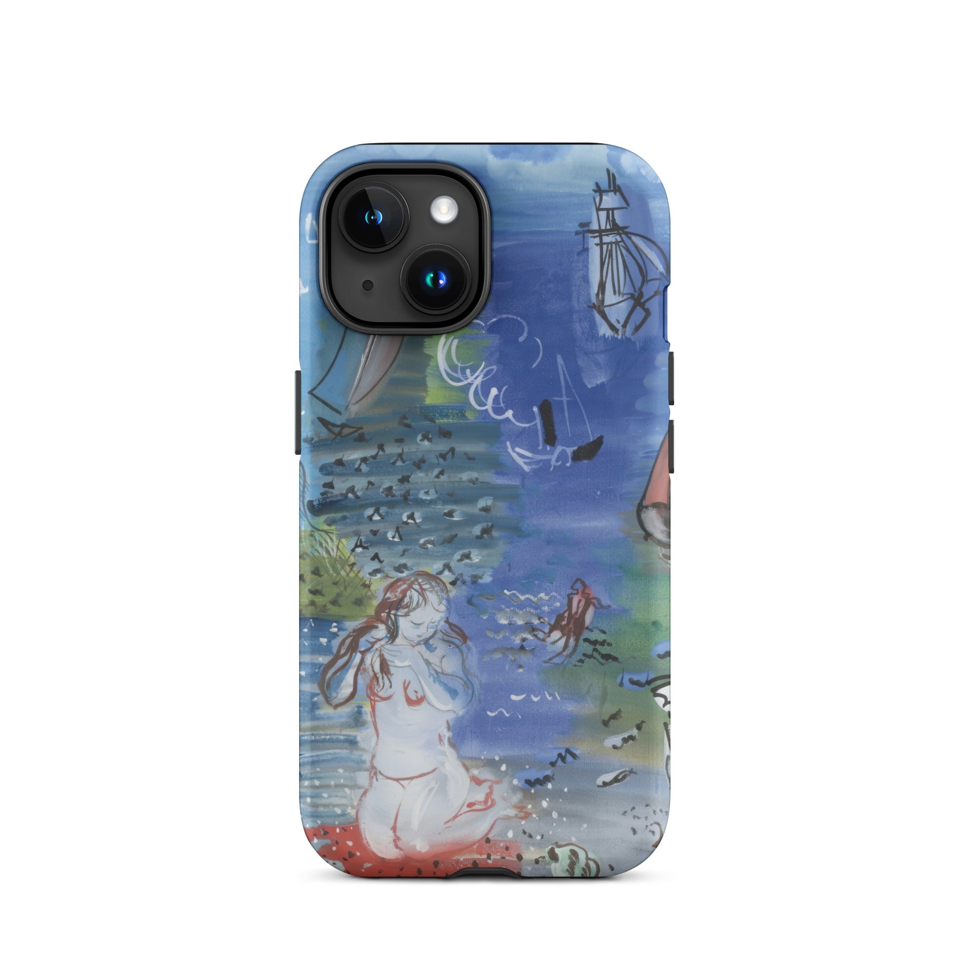 Amphitrite Raoul Dufy Iphone Case, 15 / Matte, Blue Phone Case Watercolor Painting Mermaid Sailboats