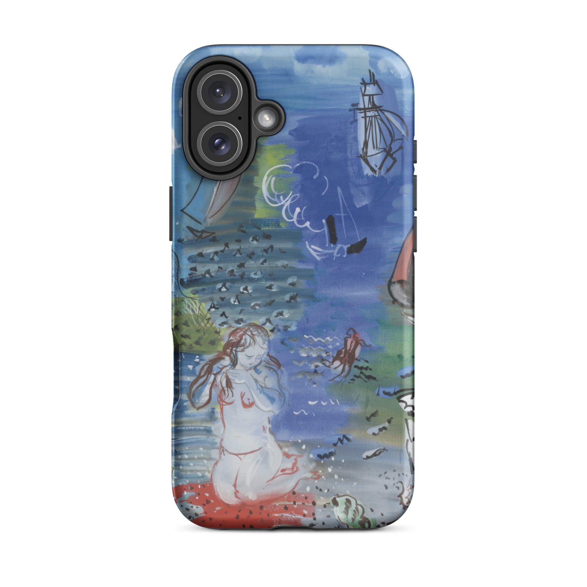 Amphitrite Raoul Dufy Iphone Case, 16 Plus / Matte, Smartphone Case Abstract Beach Scene Design