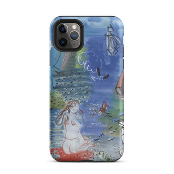 Amphitrite - Raoul Dufy Phone Case Iphone 11 Pro Max / Matte Colorful Hand-drawn Nautical Scene Boats Figure, Rises, Dufy’s Aqueous