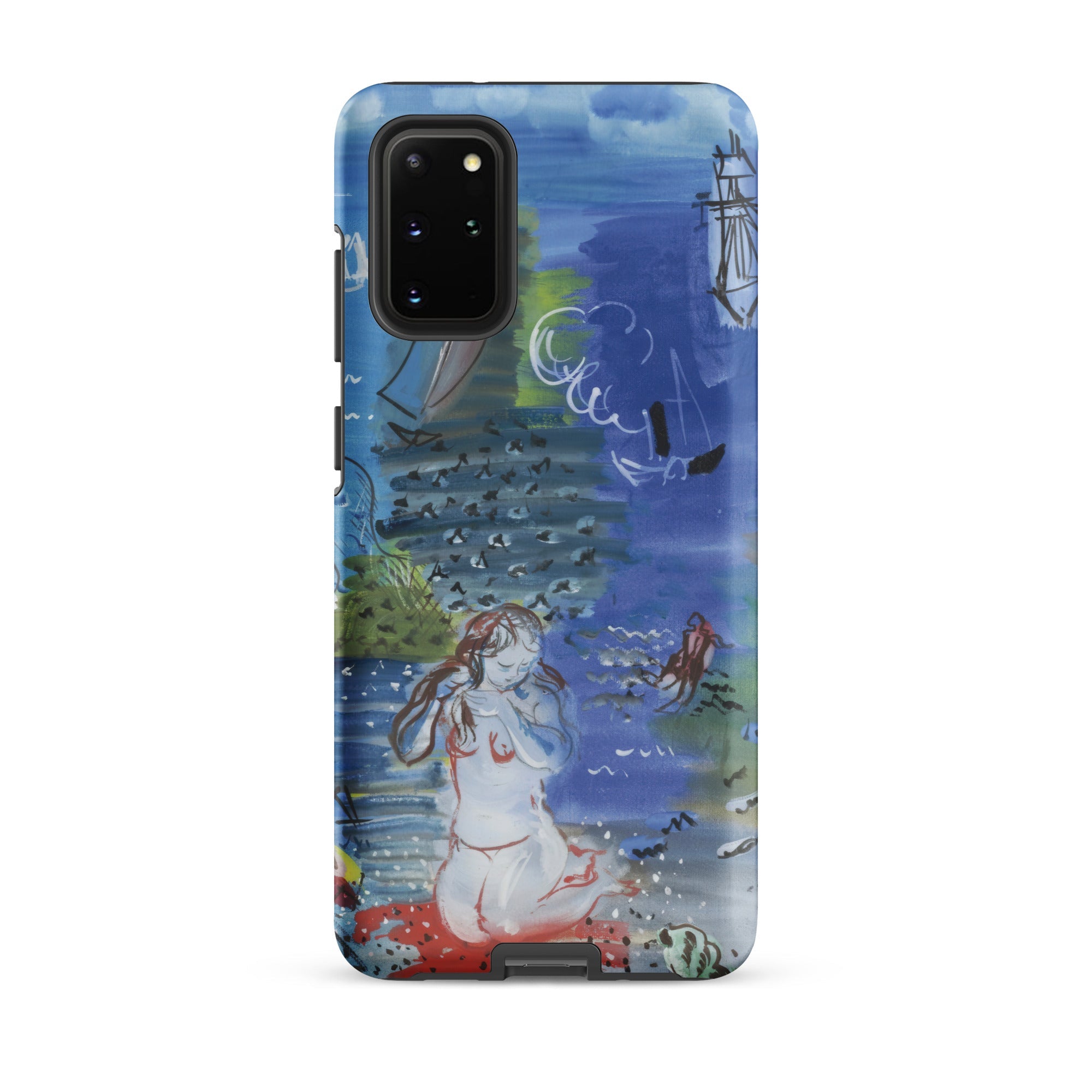 Amphitrite Raoul Dufy Samsung Case, Galaxy S20 Plus / Matte, Smartphone Case Whimsical Colorful Illustration Mermaid Vibrant Blue