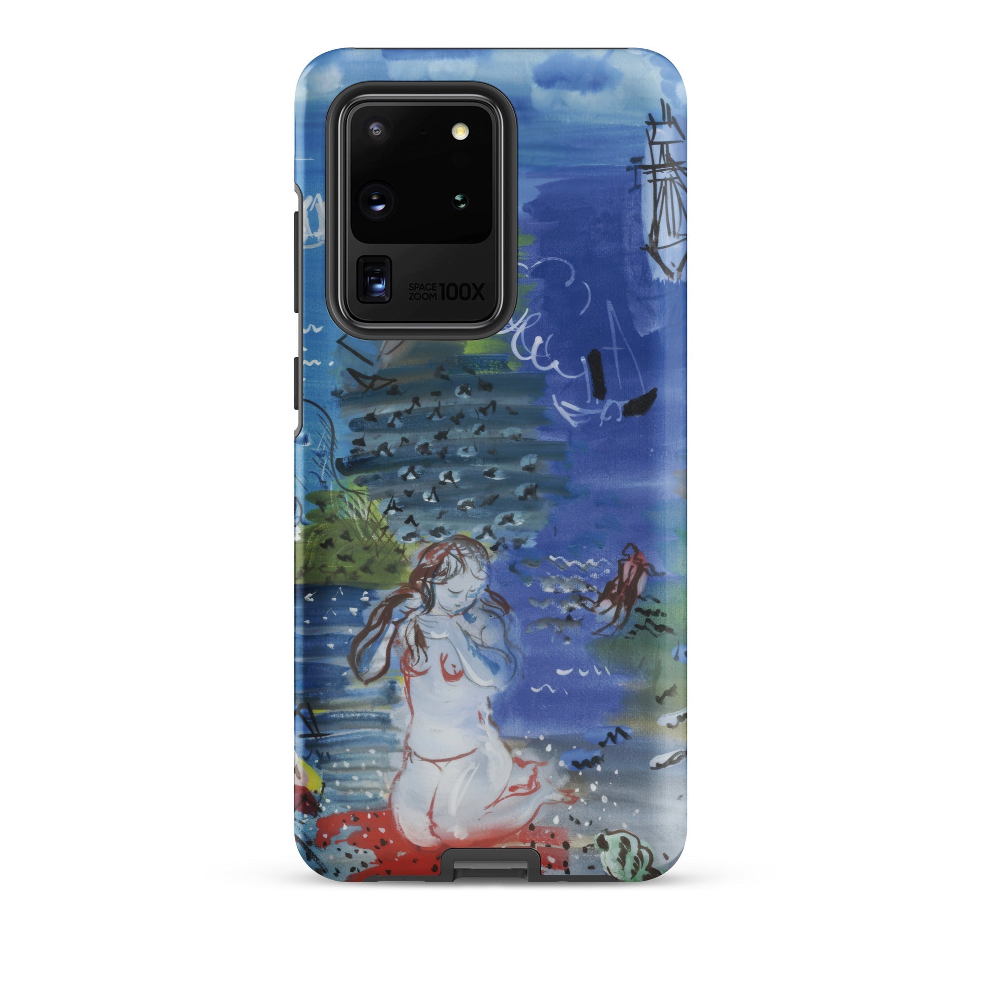 Amphitrite Raoul Dufy Samsung Case, Galaxy S20 Ultra / Matte, Blue Phone Case Watercolor Style Illustration Mermaid Seascape
