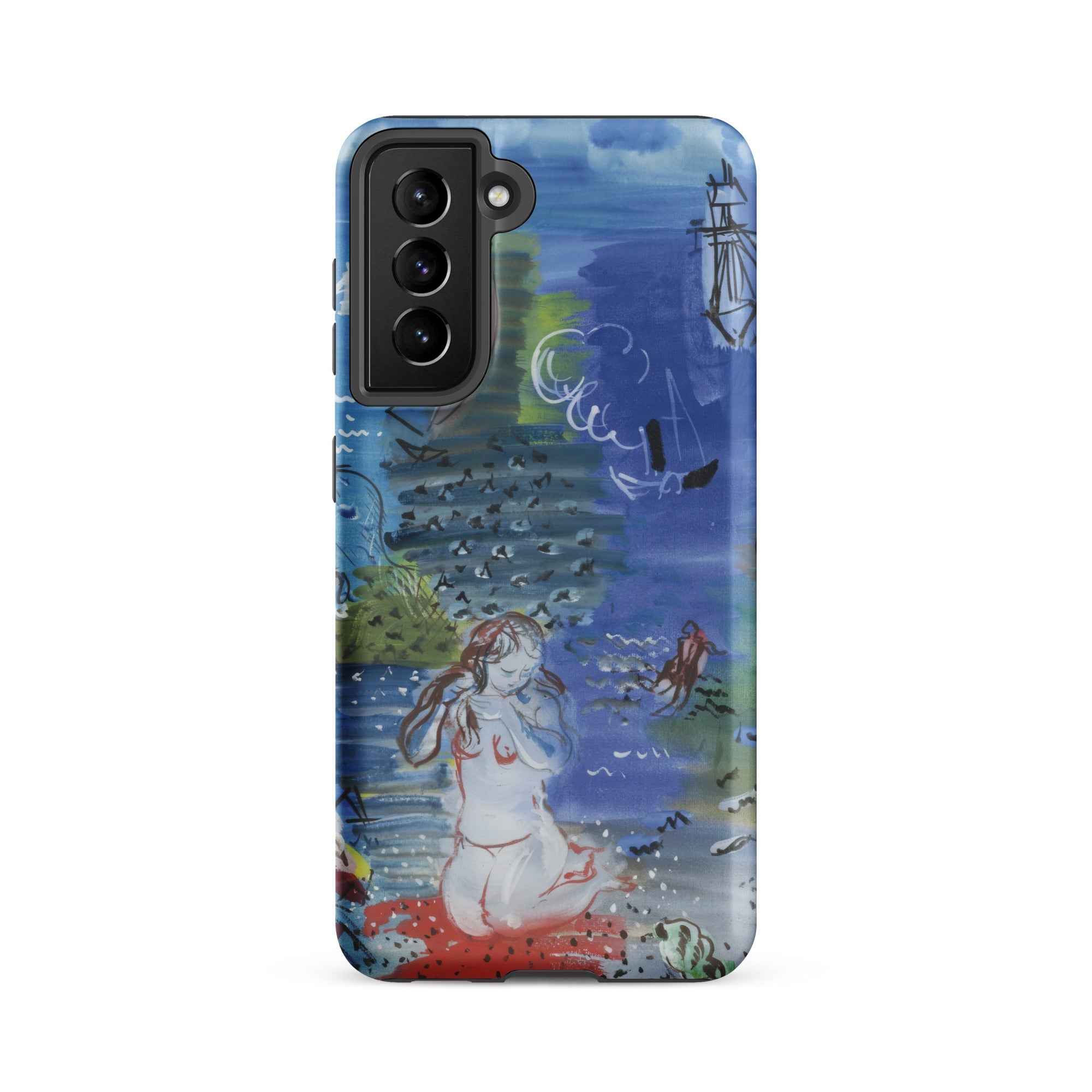 Amphitrite Raoul Dufy Samsung Case, Galaxy S21 Fe / Matte, Smartphone Case Watercolor Style Illustration Mermaid Ships