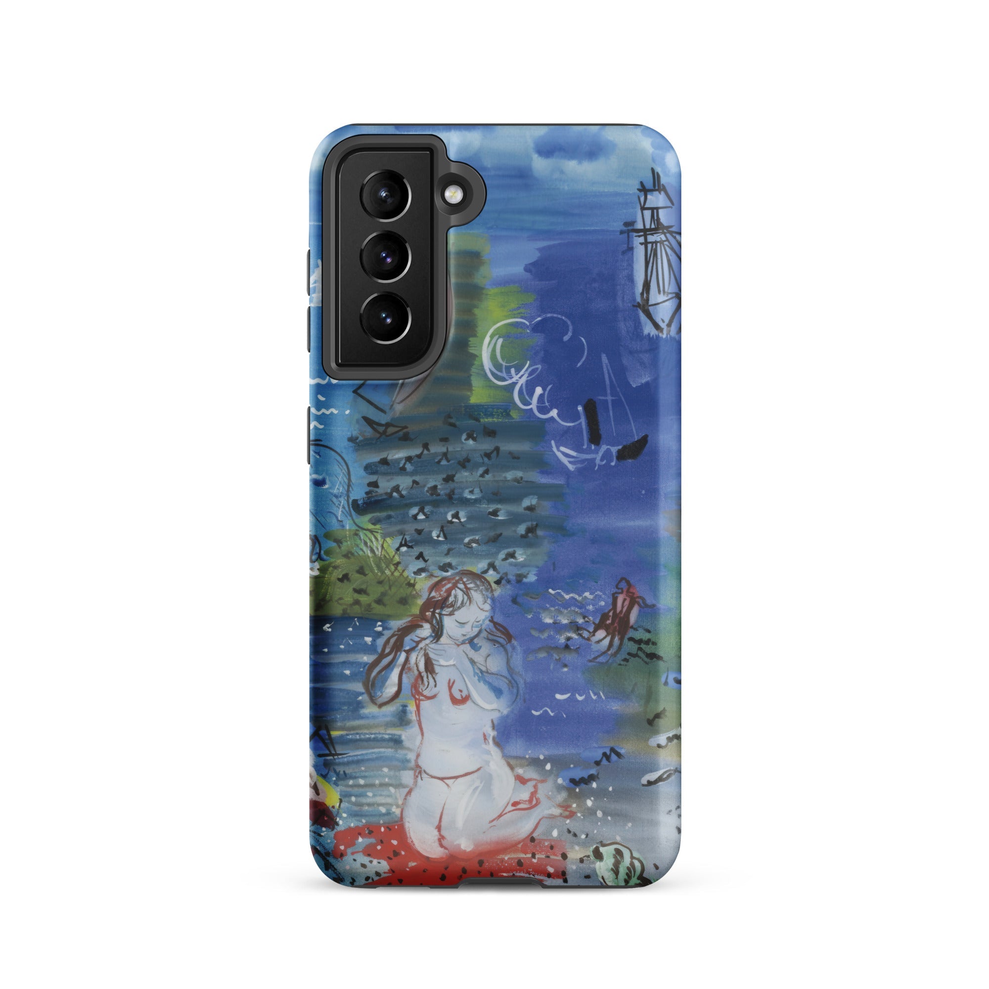 Amphitrite Raoul Dufy Samsung Case, Galaxy S21 / Matte, Samsung Smartphone Case Whimsical Watercolor Style Mermaid Nautical Design