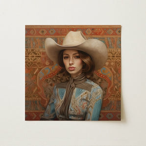 Anahita - Arabic Lesbian Cowgirl Art Print / Canvas, Modern Frontier Maverick, Arabic Lesbian Cowgirl, Striking Portrait