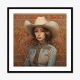 Anahita - Arabic Lesbian Cowgirl Art Print, Framed Portrait Woman Cowboy Hat