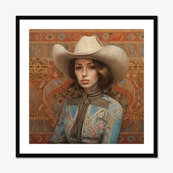 Anahita - Arabic Lesbian Cowgirl Art Print, Framed Portrait Woman Cowboy Hat