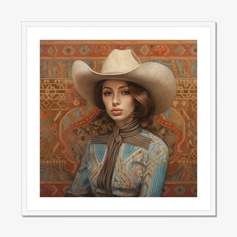 Anahita - Arabic Lesbian Cowgirl Art Print, Cowgirl Portrait Ornate Frame