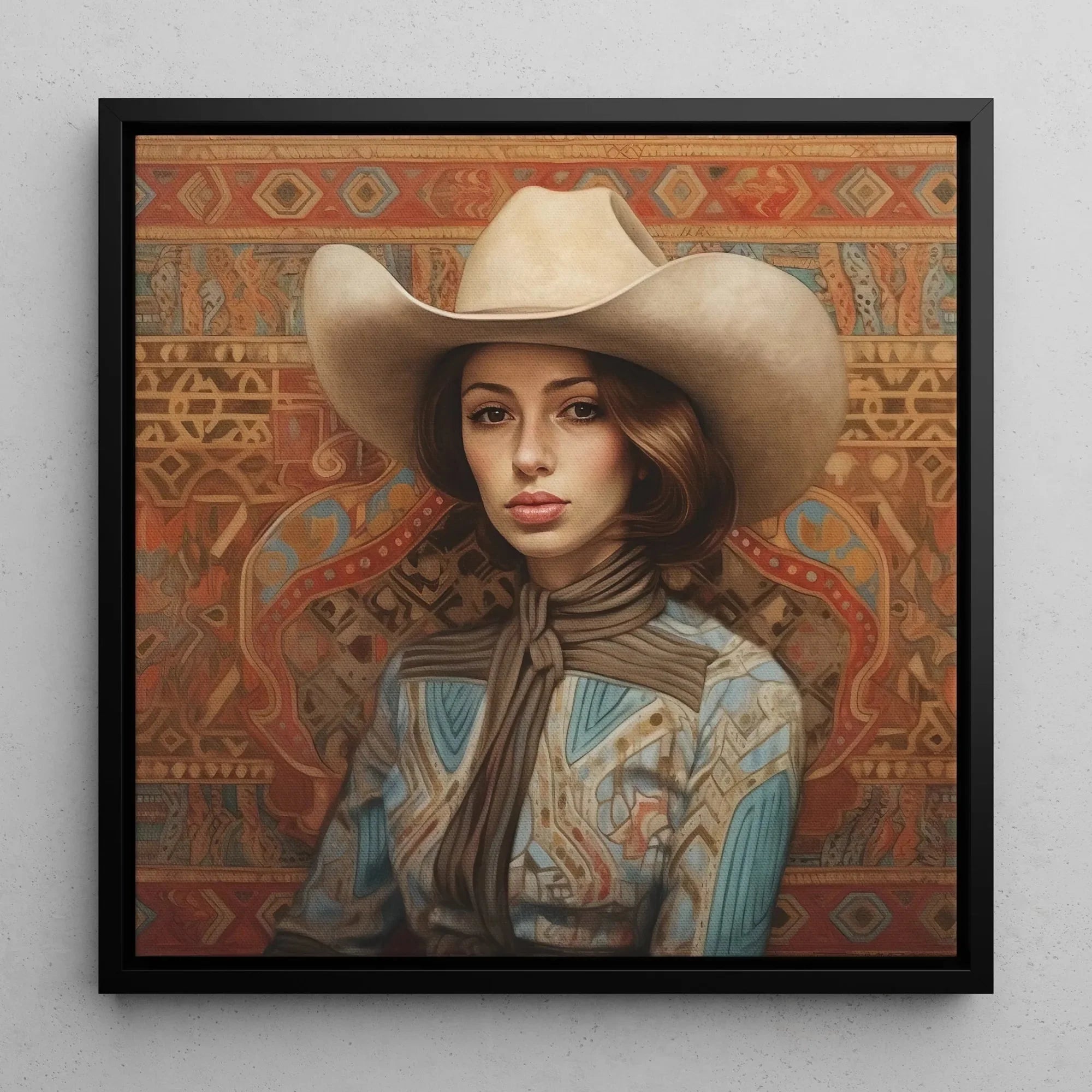 Anahita - Lesbian Cowgirl Framed Canvas - Persian Sapphic Art - Posters Prints & Visual Artwork - Aesthetic Art