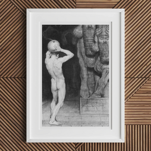 The Anarchist - Sascha Schneider Art Print, Framed Black White Artwork Nude Figure Sculptural Form