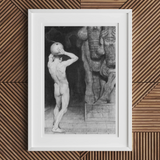 The Anarchist - Sascha Schneider Art Print, Framed Black White Artwork Nude Figure Sculptural Form