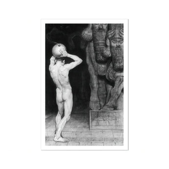 The Anarchist - Sascha Schneider Art Print, Nude Figure Classical Contrapposto Pose Arm Raised Head