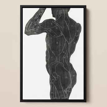 Anatomical Study of a Man’s Back and Butt Muscles - Reijer Stolk Art Print / Canvas, 12x18’’ / 31x46cm / Black Frame, Posters Prints &