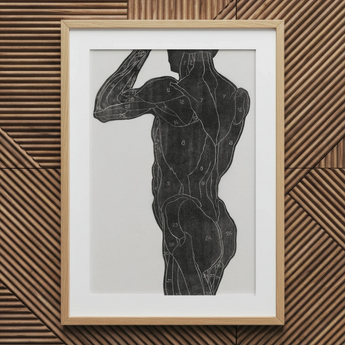 Anatomical Study of a Man’s Back and Butt Muscles - Reijer Stolk Art Print / Canvas, 20x30’’ / 51x76cm / Natural Frame / Matboard, Posters