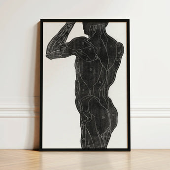 Black-framed Anatomical Muscle Diagram Poster Detailed Line Human Reijer Stolk, Study, Butt Muscles, Turns, Posterior Silhouette Rises,