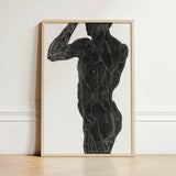 Framed Anatomical Illustration Human Muscular Black White Light Reijer Stolk, Study, Butt Muscles, Turns, Posterior Silhouette Rises, Dense