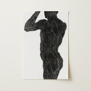 Anatomical Study of a Man’s Back and Butt Muscles - Reijer Stolk Art Print / Canvas Black Anatomical Muscle Diagram Print White Paper