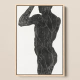 Anatomical Study of a Man’s Back and Butt Muscles - Reijer Stolk Art Print / Canvas Black White Muscle Diagram Light Wood, Turns, Posterior
