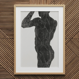 Anatomical Study of a Man’s Back and Butt Muscles - Reijer Stolk Art Print / Canvas Framed Illustration Human Muscular Rendered Black Ink,