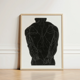 Black Anatomical Muscle Diagram Print Light Wood Frame Reijer Stolk, Study, Figure Stands Square, Art, Muscles Presents, Posterior Torso,