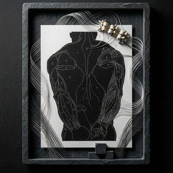 Anatomical Study of a Man’s Back Muscles - Reijer Stolk Art Print / Canvas Black White Illustration Human Muscular Framed Dark, Figure