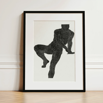 Anatomical Study of a Man’s Chest Stomach and Leg Muscles - Reijer Stolk Art Print / Canvas, 12x16’’ / 31x41cm / Black Frame / Matboard,