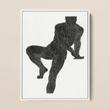 Anatomical Study of a Man’s Chest Stomach and Leg Muscles - Reijer Stolk Art Print / Canvas Black Muscle Diagram White Background Framed,