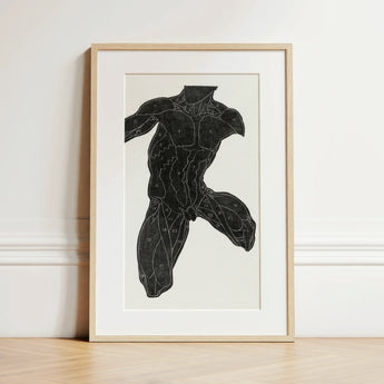 Anatomical Study of a Man’s Muscles - Reijer Stolk Art Print / Canvas, 12x18’’ / 31x46cm / Natural Frame / Matboard, Posters Prints &