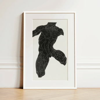 Anatomical Study of a Man’s Muscles - Reijer Stolk Art Print / Canvas, 12x18’’ / 31x46cm / White Frame / Matboard, Posters Prints & Visual