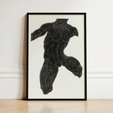 Black-framed Anatomical Muscle Diagram Poster Detailed Numbered Illustration Reijer Stolk, Study, Man’s Muscles, Strips, Jet-black